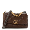 Lambskin Quilted Medium Chanel 19 Flap Dark Brown