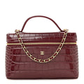 Calfskin Crocodile Embossed Crococo Exoticoco Vanity With Chain Dark Burgundy
