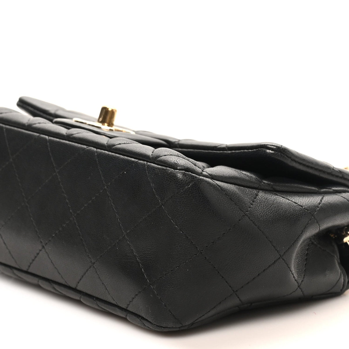 Lambskin Quilted Mini Coco Charms Rectangular Flap Black