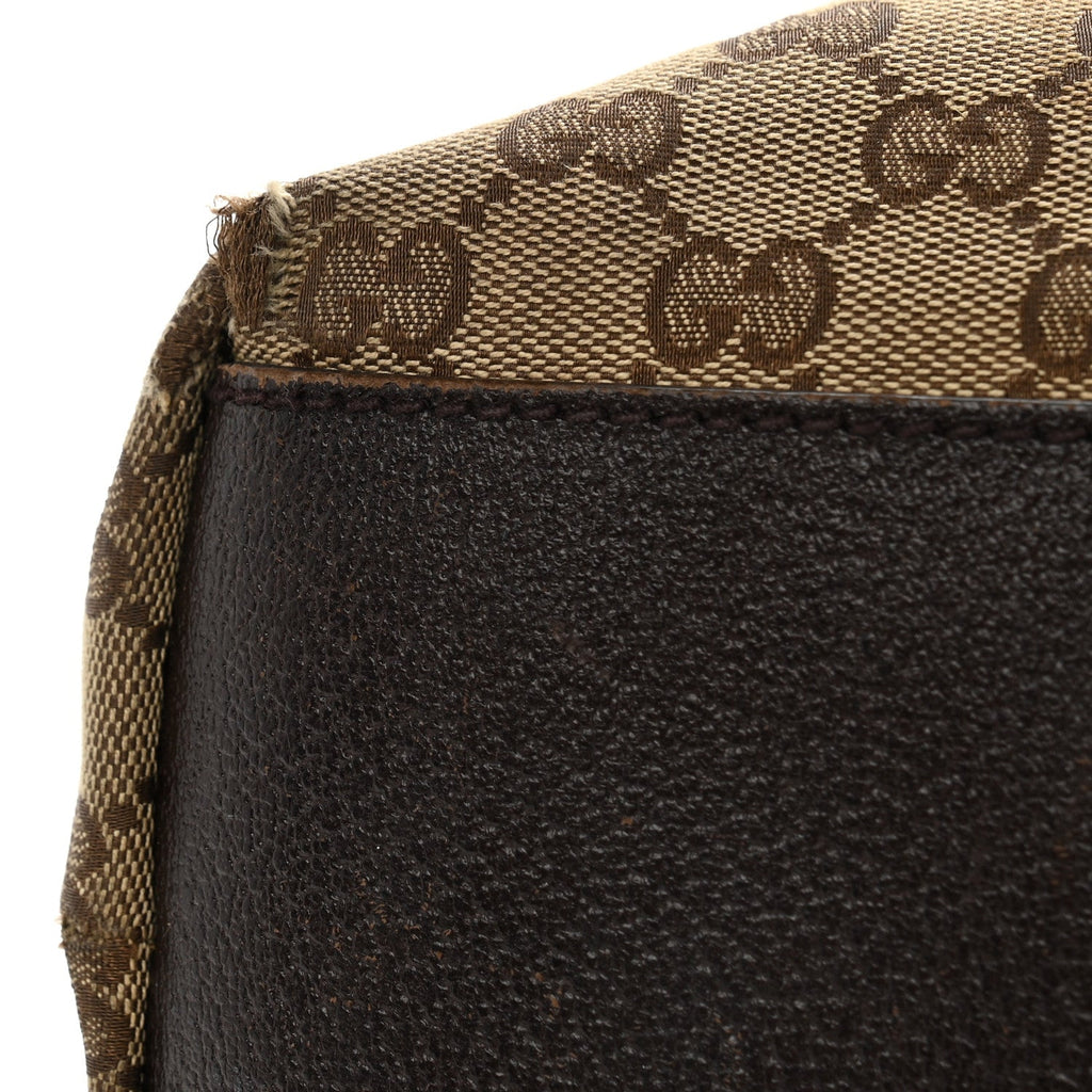 GG Monogram Large Web Handle Vertical Tote Dark Brown