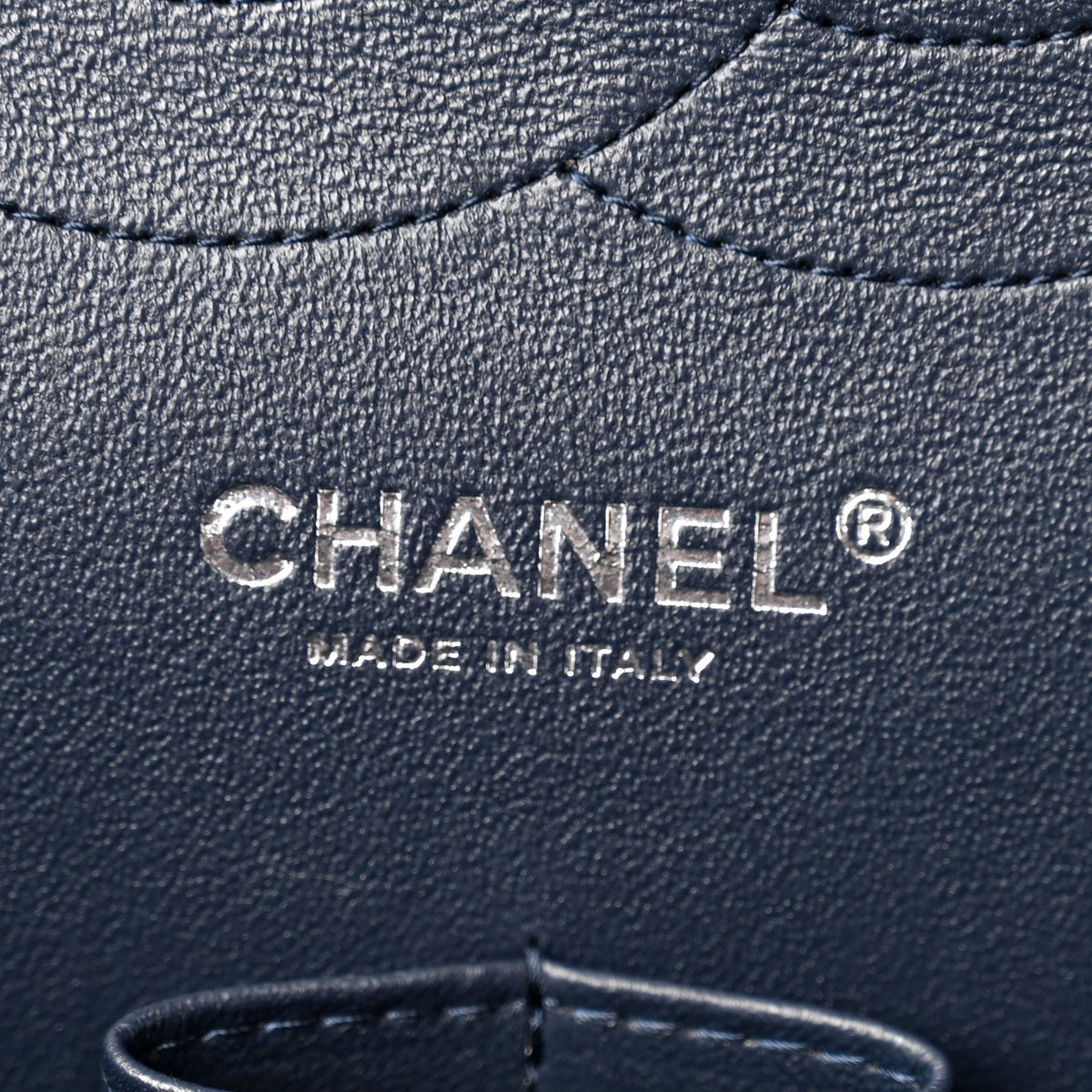 Caviar Quilted Jumbo Double Flap Navy Blue