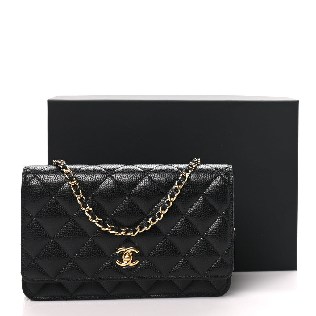 Caviar Quilted CC Turnlock Wallet On Chain WOC Black