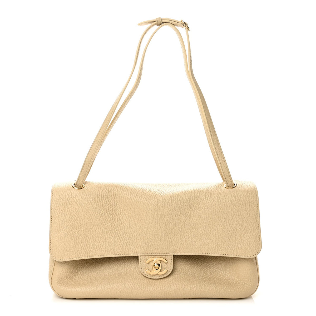 Grained Calfskin Small Souplissimo Maxi Flap Beige