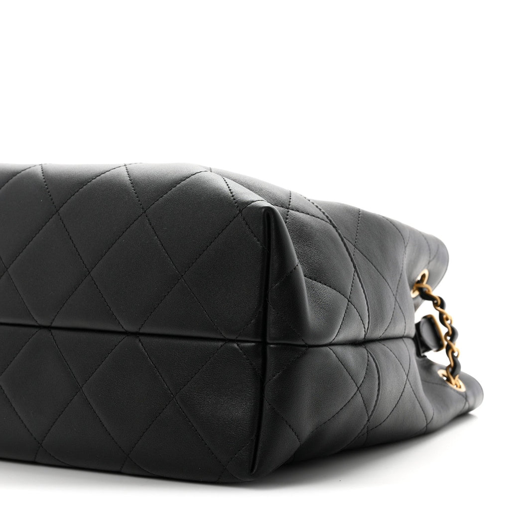 Calfskin Quilted Small Coco Base Shopping Bag Black