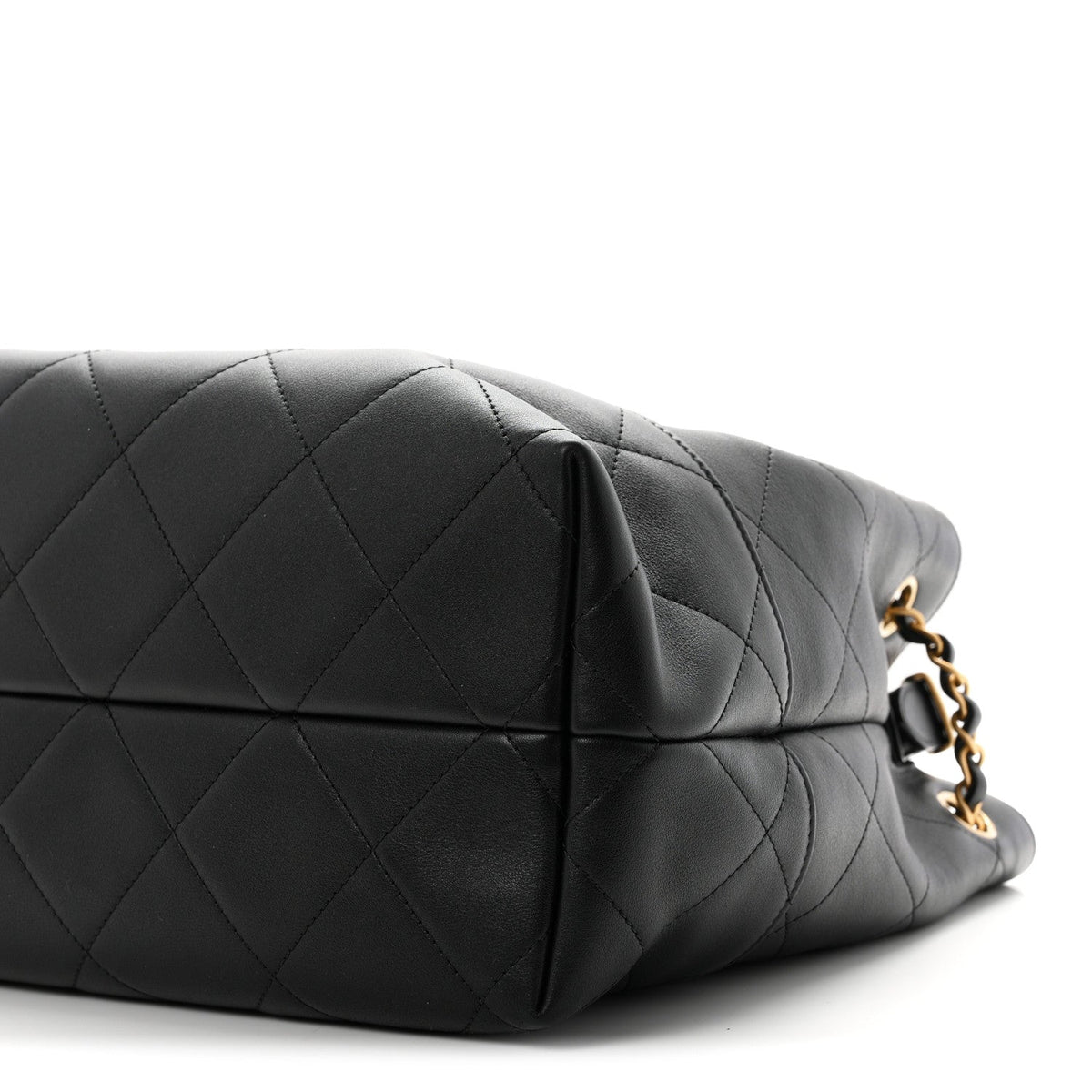 Calfskin Quilted Small Coco Base Shopping Bag Black