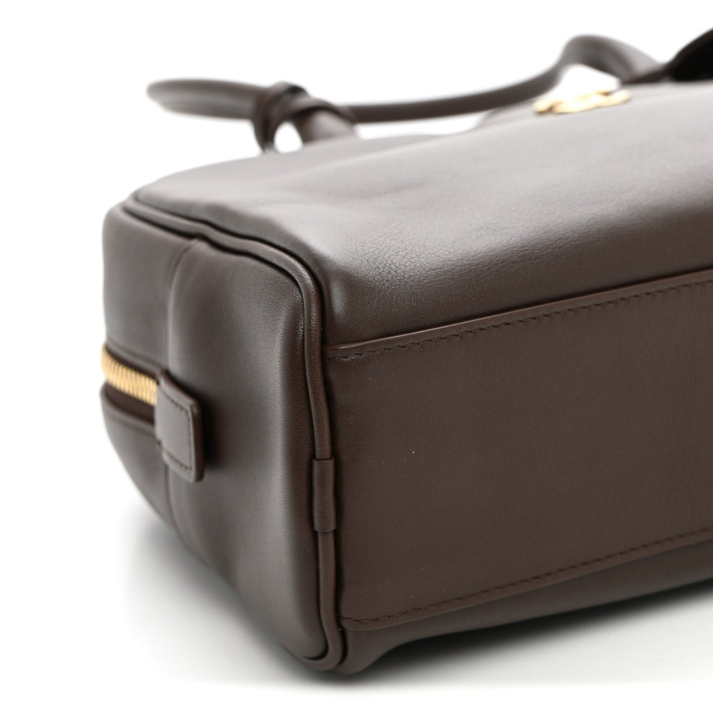 Calfskin Large Perfect Bowling Bag Dark Brown