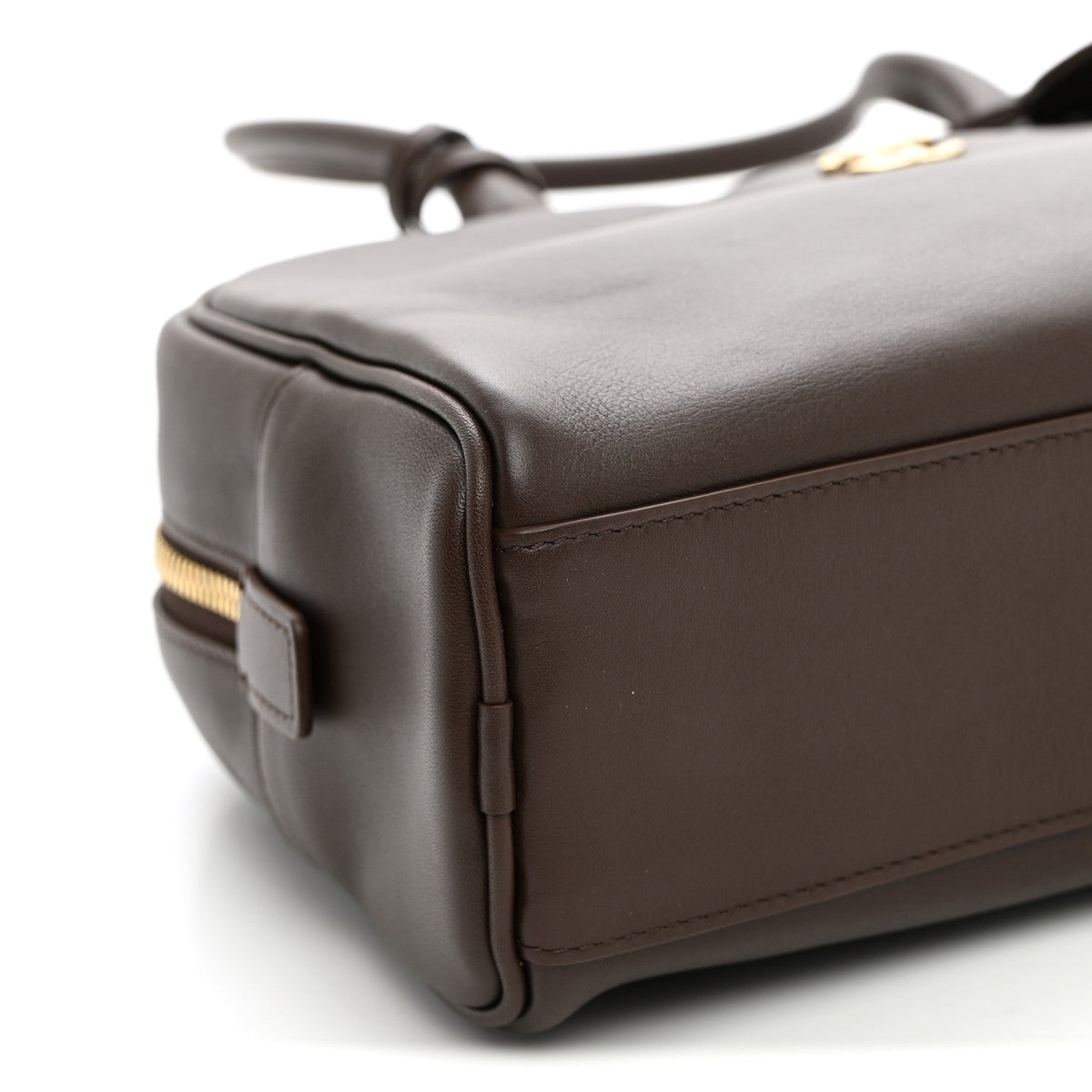 Calfskin Large Perfect Bowling Bag Dark Brown