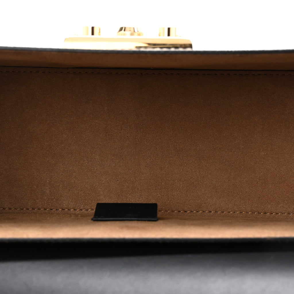 GG Supreme Monogram Small Padlock Bamboo Shoulder Bag Beige Black Cuir