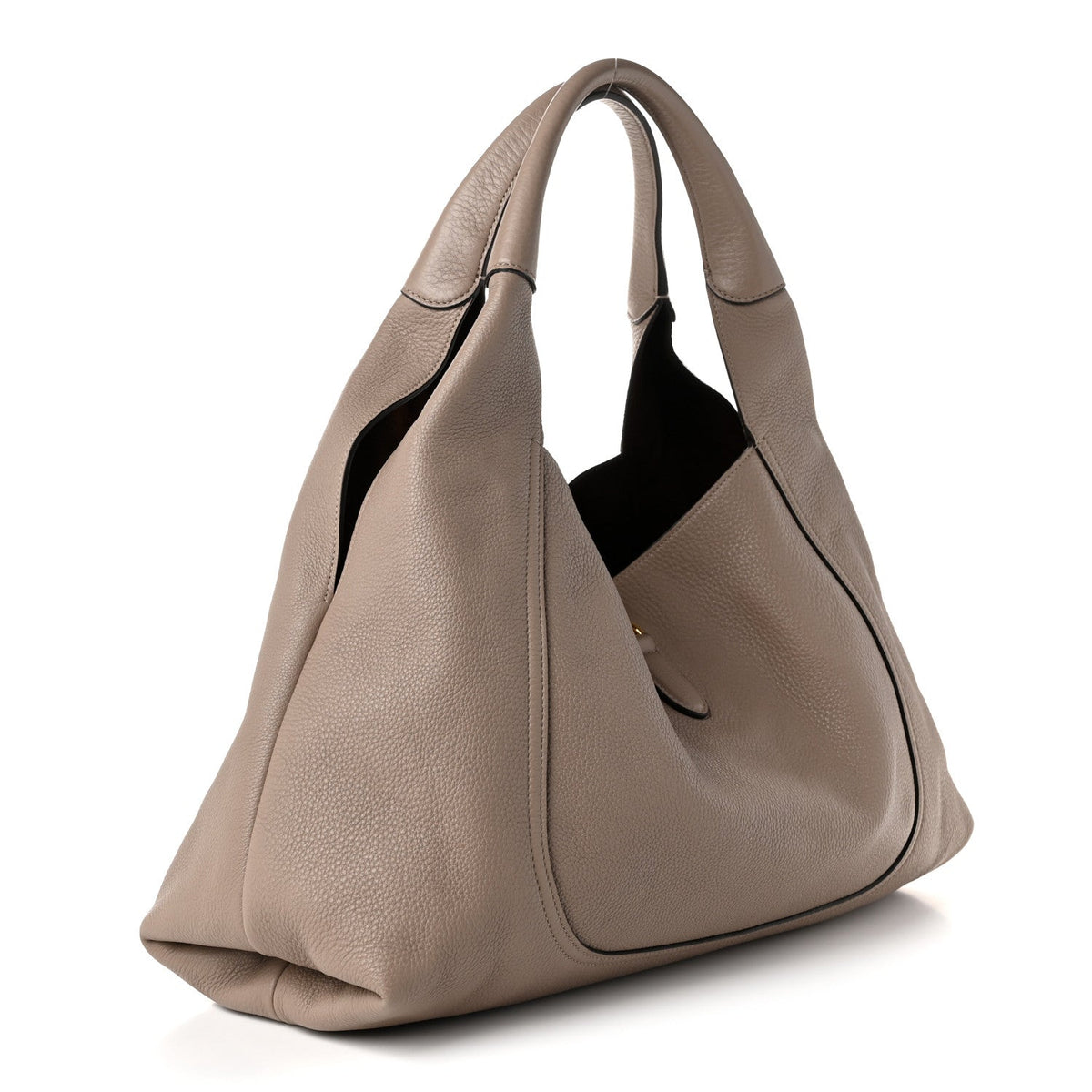 Grained Calfskin Softbit Maxi Shoulder Bag Taupe