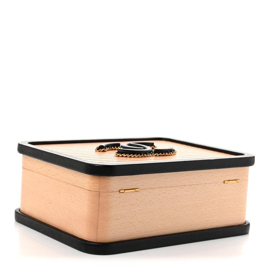 Beech Wood Lambskin Medium CC Vanity Case Black