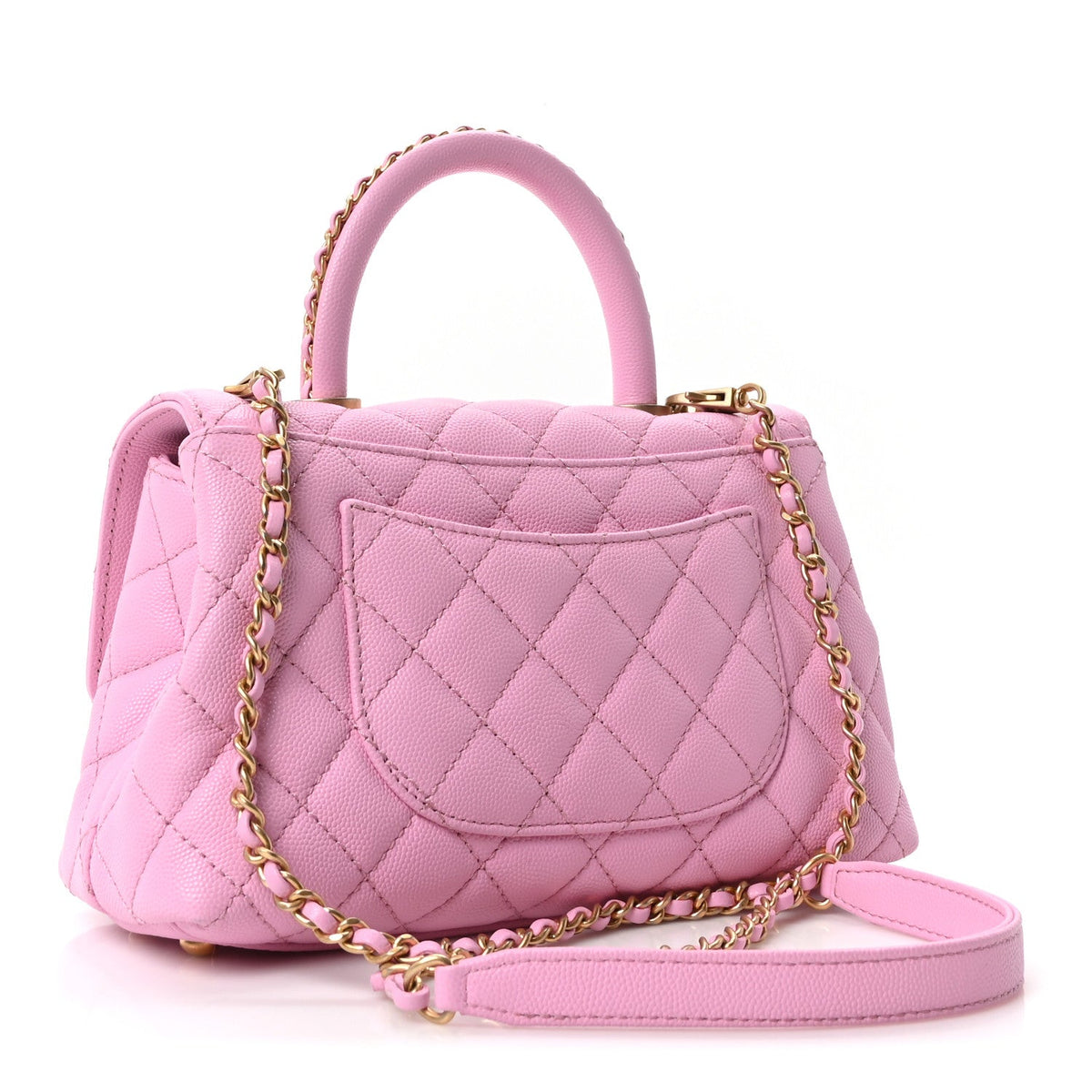 Caviar Quilted Mini Coco Chain Handle Flap Pink