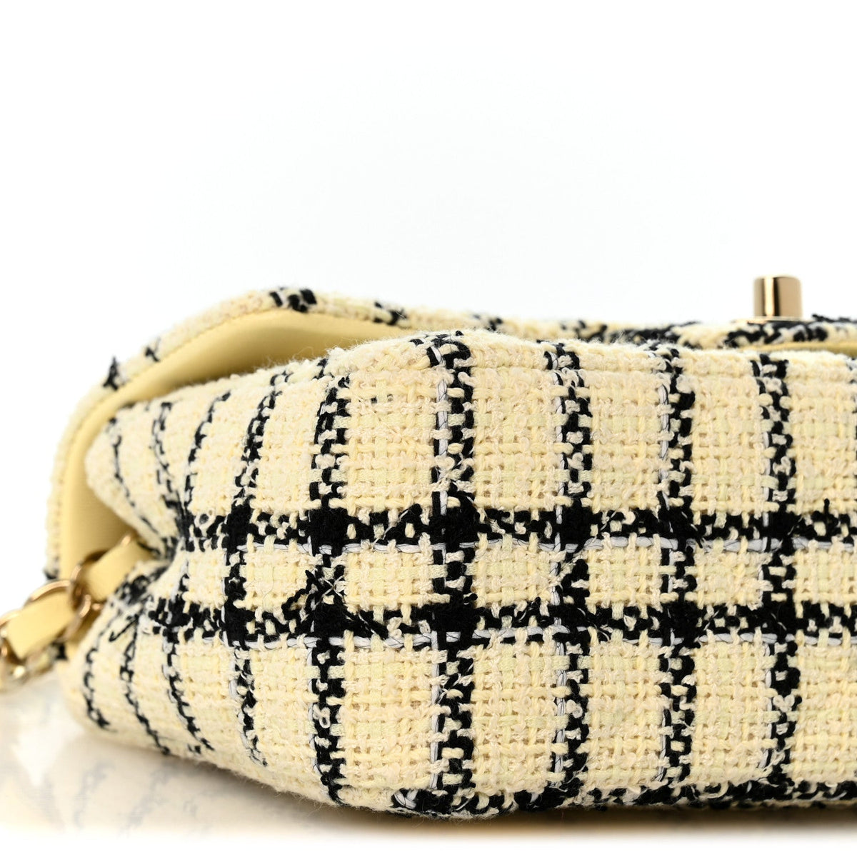 Tweed Quilted Mini Rectangular Flap Yellow Black