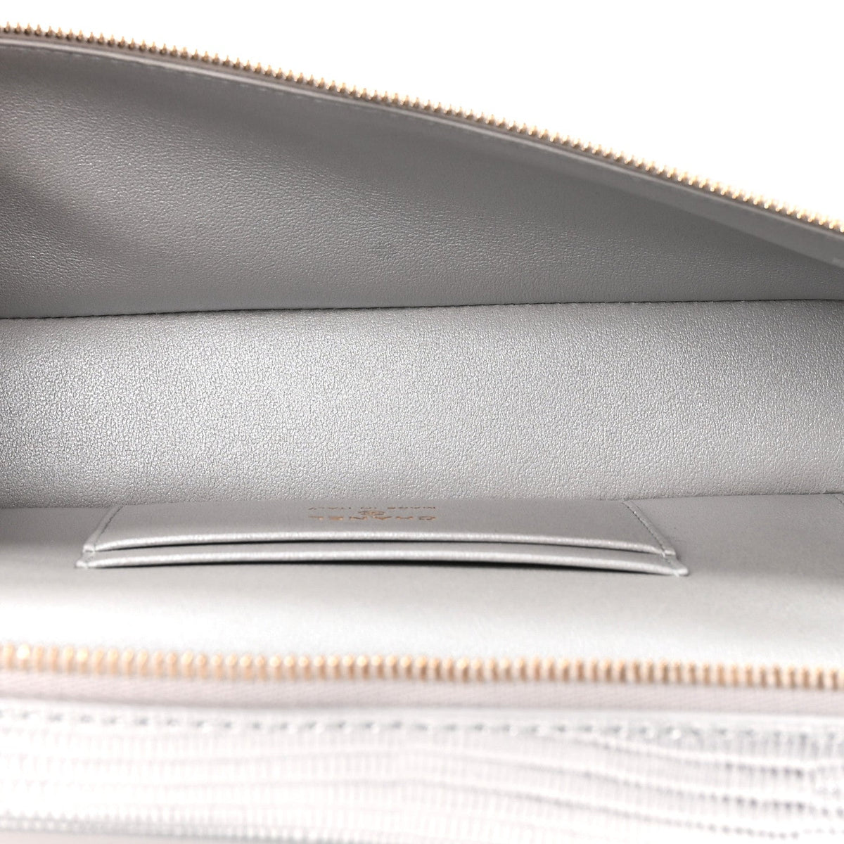 Lizard Embossed Calfskin Exoticoco Long Vanity With Chain Silvery