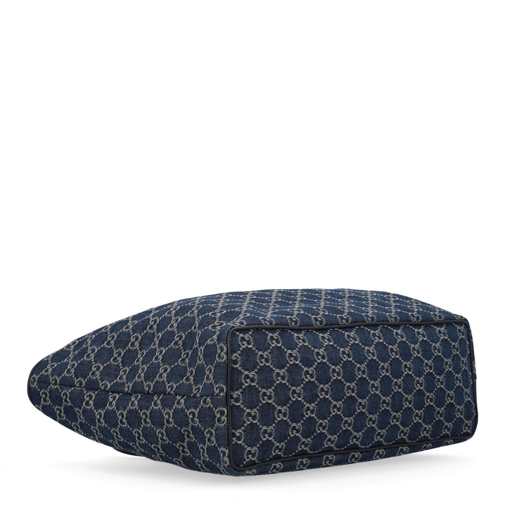 Jacquard Denim GG Monogram Large Tribeca Tote Dark Blue