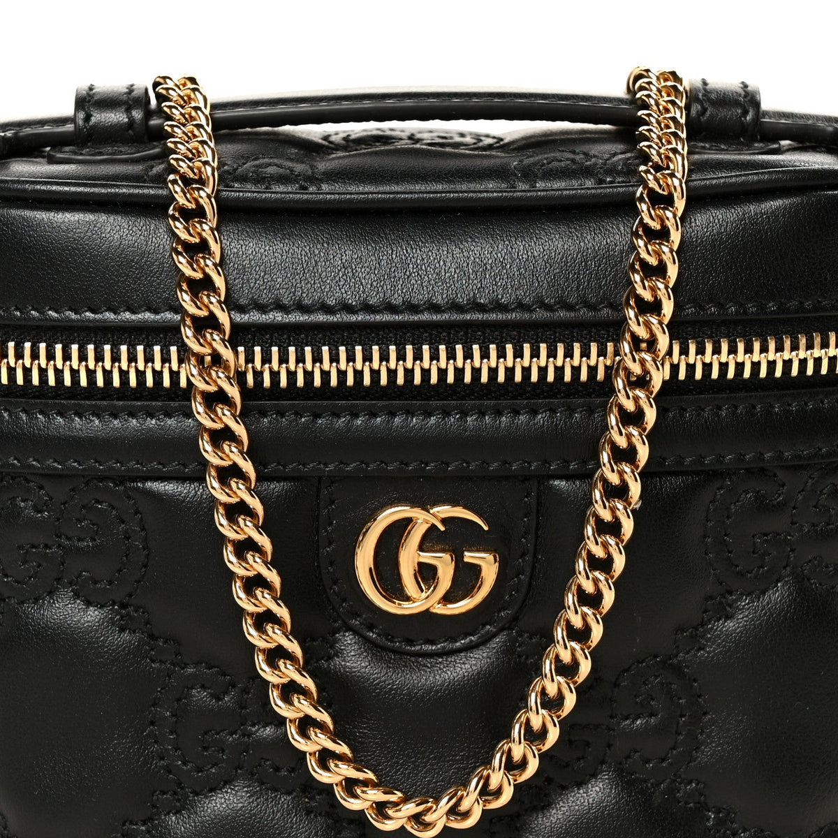 Calfskin GG Matelasse Mini Top Handle Bag Black