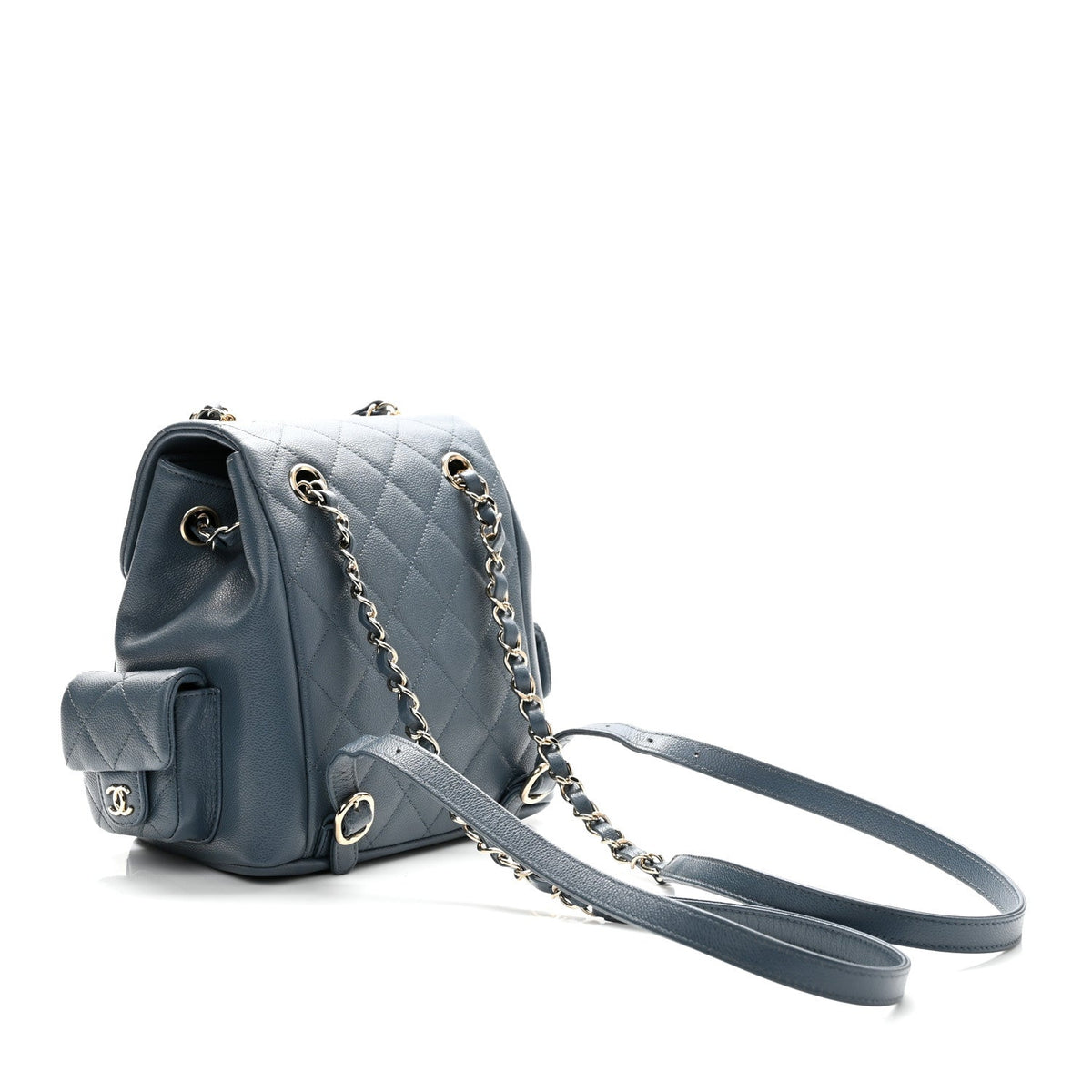 Shiny Caviar Quilted Small Cargo Duma Backpack Blue
