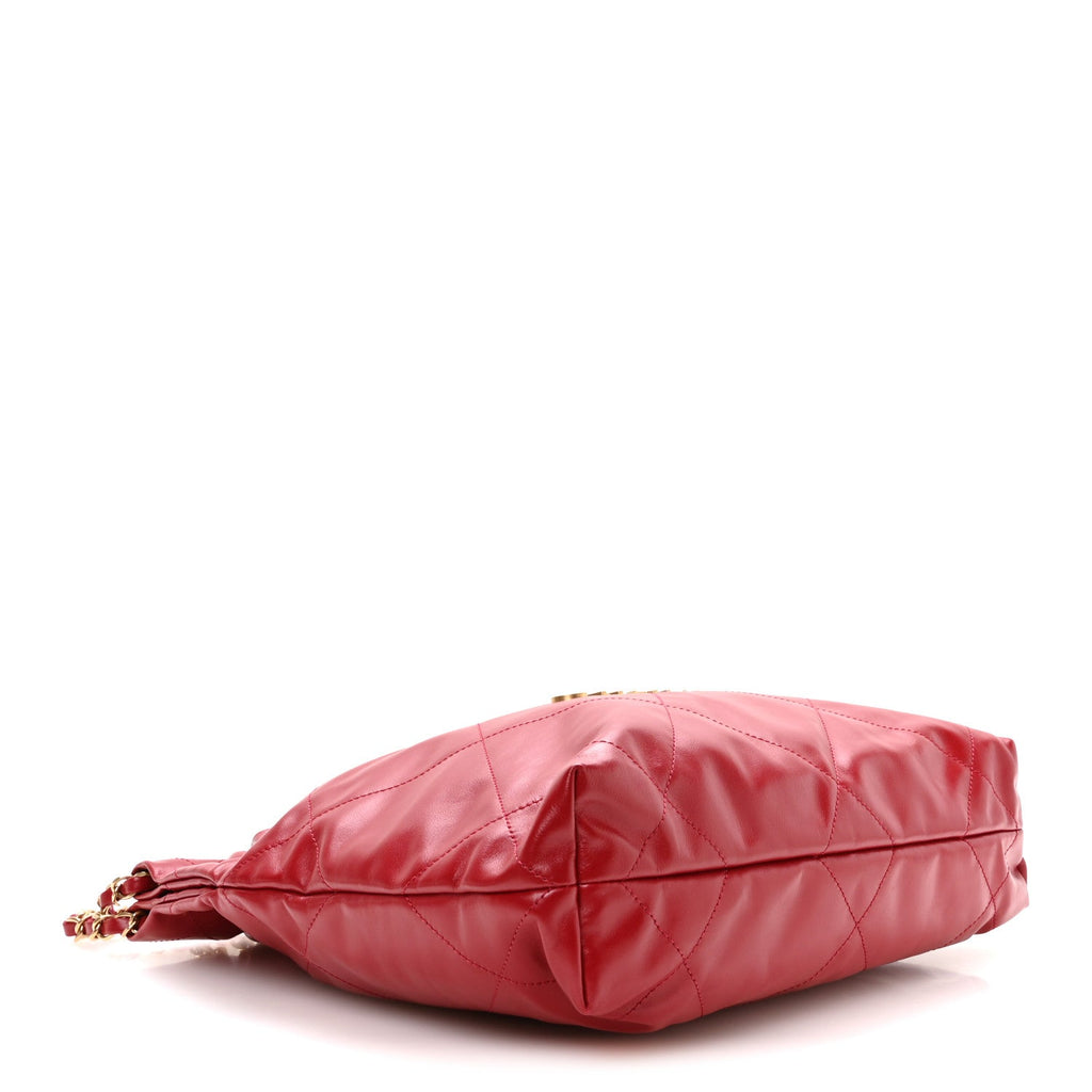 Shiny Calfskin Quilted Small Chanel 22 Red