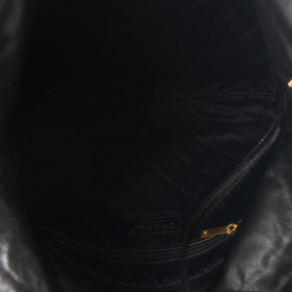 Shiny Caviar Quilted Monochrome Small Chanel 22  Black