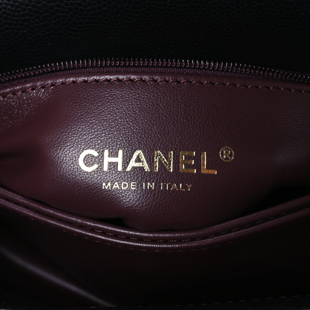 Caviar Quilted Mini Coco Handle Flap Black