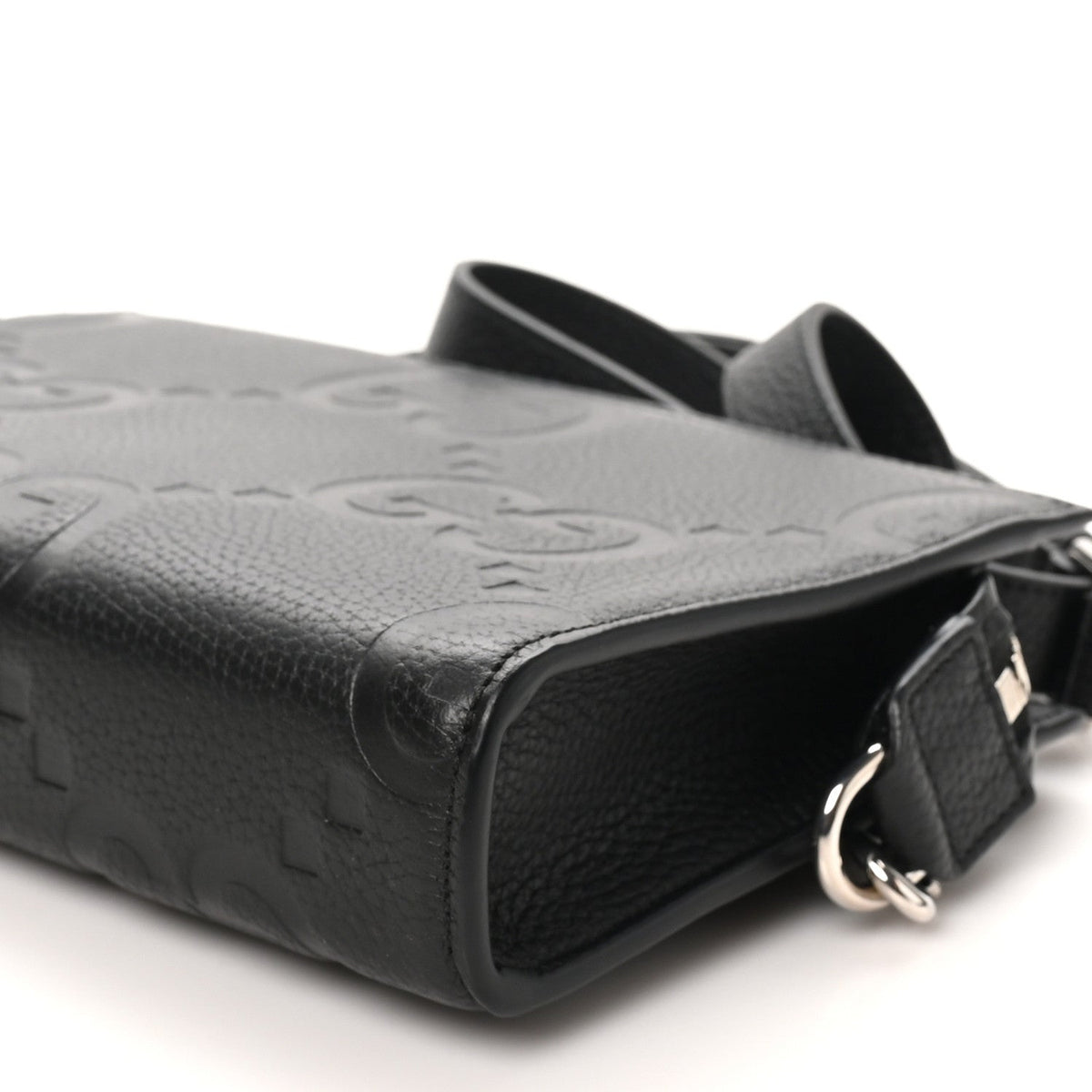 Monogram Jumbo GG Textured Dollar Calfskin Crossbody Bag Black