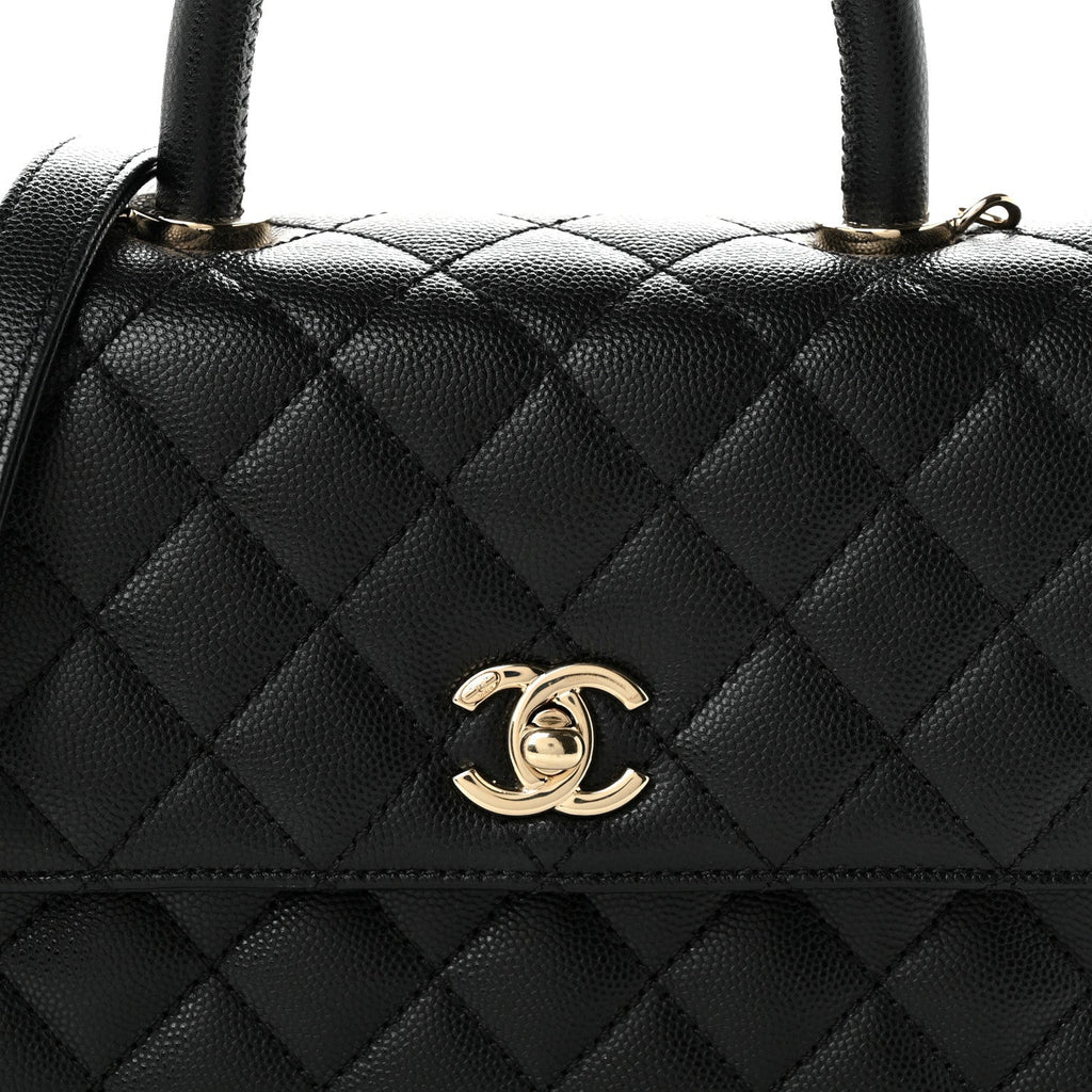 Caviar Quilted Mini Coco Handle Flap Black