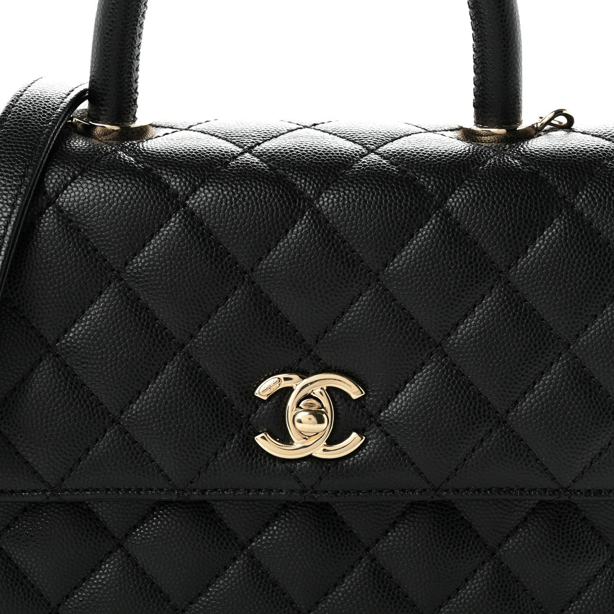Caviar Quilted Mini Coco Handle Flap Black