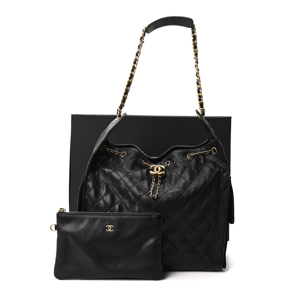 Caviar Quilted Medium Chanel 25 Handbag Black