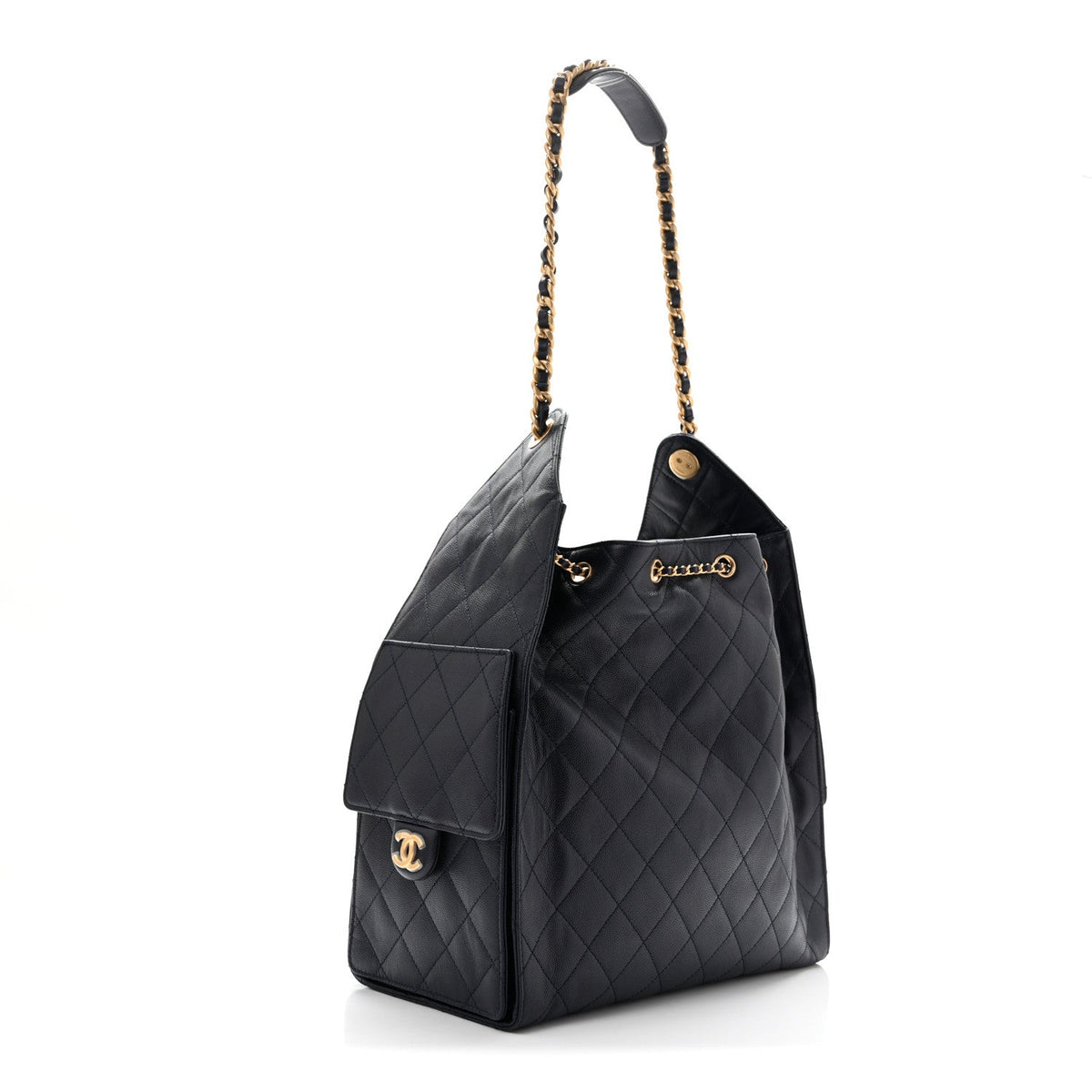 Caviar Quilted Medium Chanel 25 Handbag Dark Navy