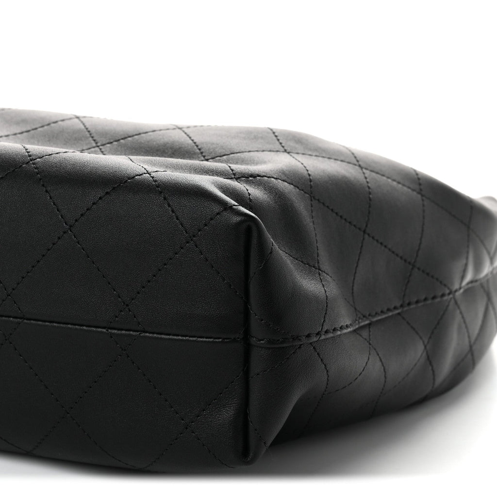 Calfskin Quilted Maxi Hobo Black