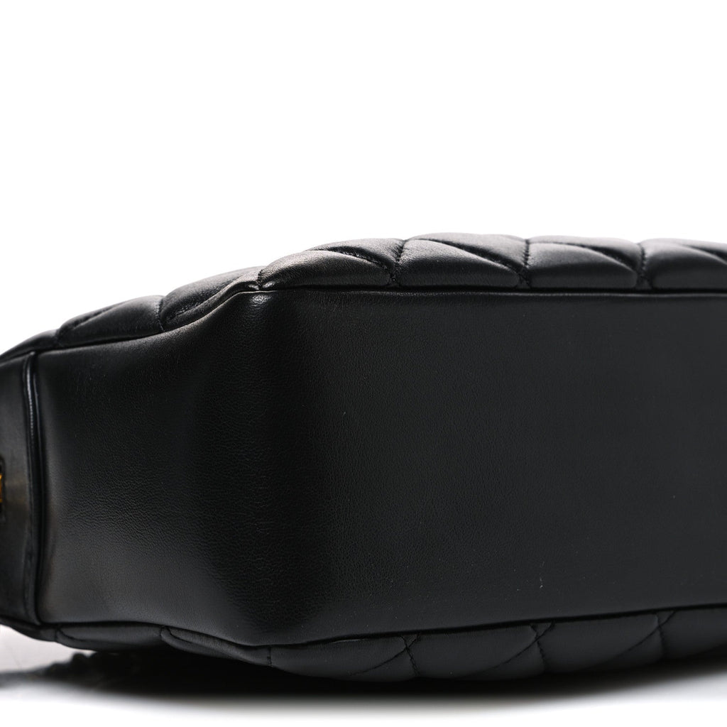 Lambskin Quilted Large Camera Case Black