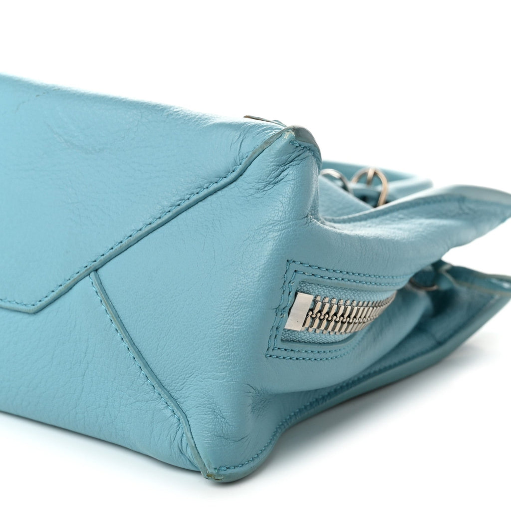 Supple Calfskin Papier Mini A4 Zip Around Tote Bleu Caraibes