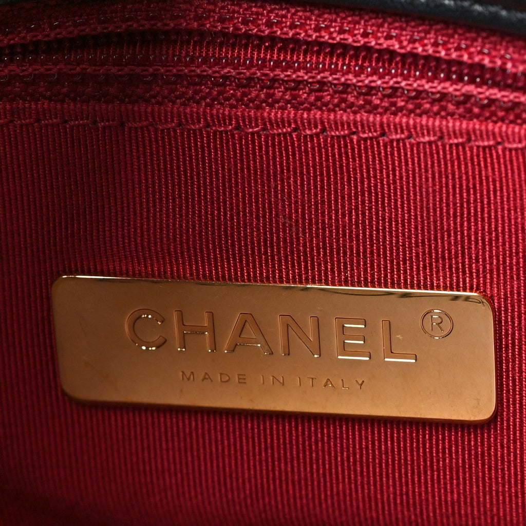 Shiny Goatskin Quilted Large Chanel 19 Flap Black