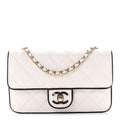 Lambskin Quilted Resin CC Mini Flap Bag White Black