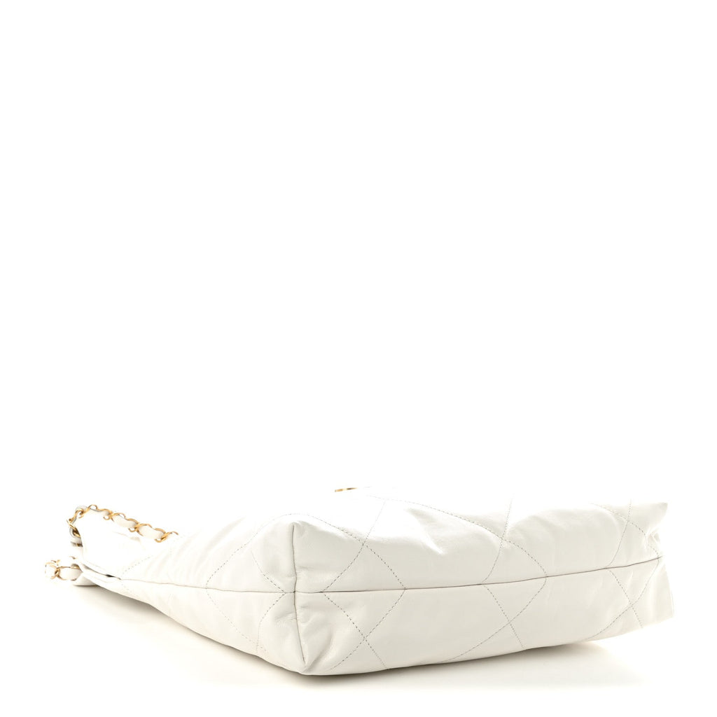 Shiny Calfskin Quilted Small Chanel 22 White