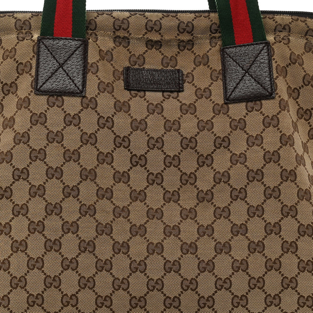 GG Monogram Large Web Handle Vertical Tote Dark Brown