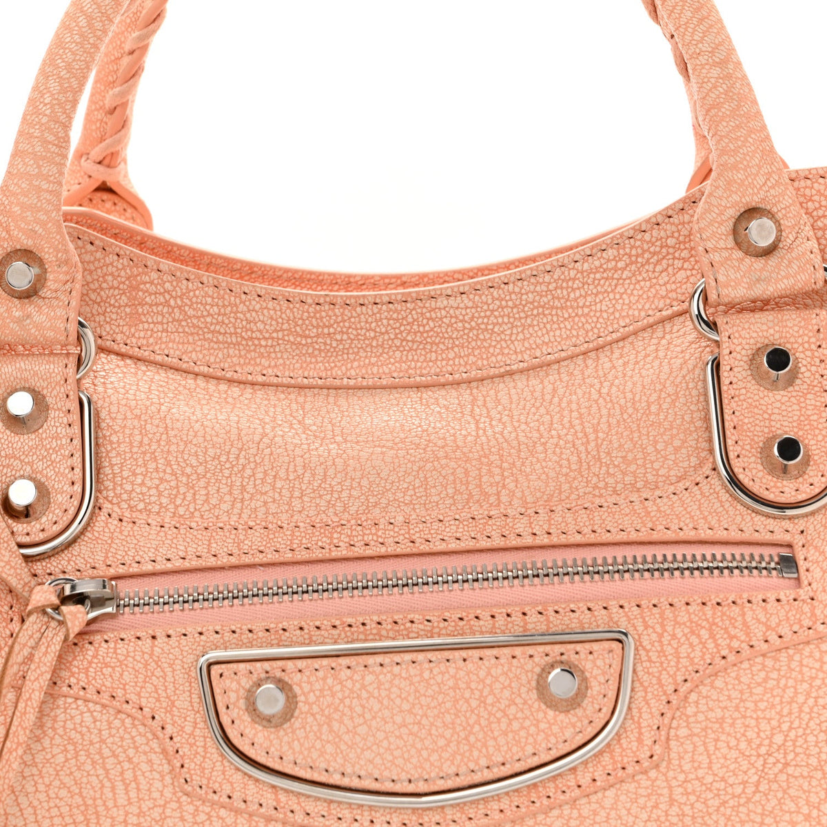 Chevre Silver Metallic Edge Hardware City Rose Peach