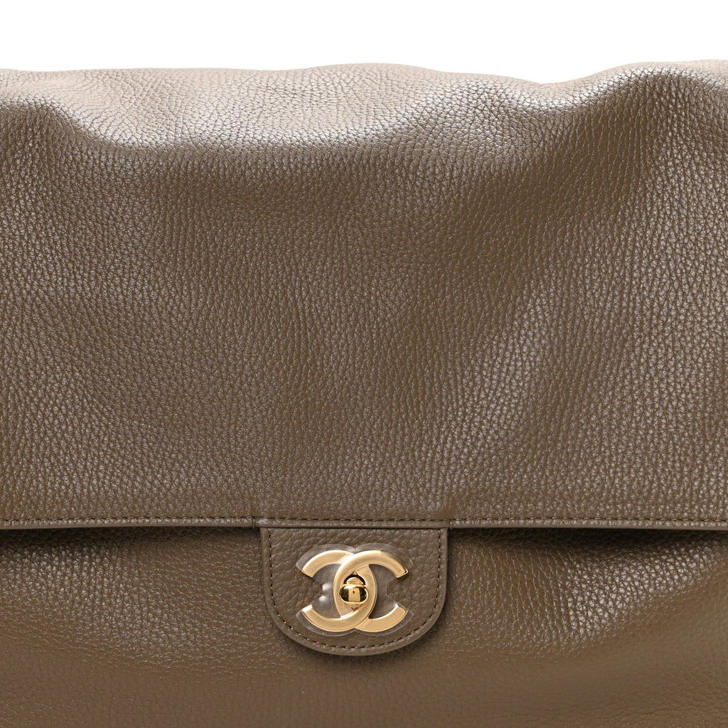 Grained Calfskin Souplissimo Maxi Flap Light Brown
