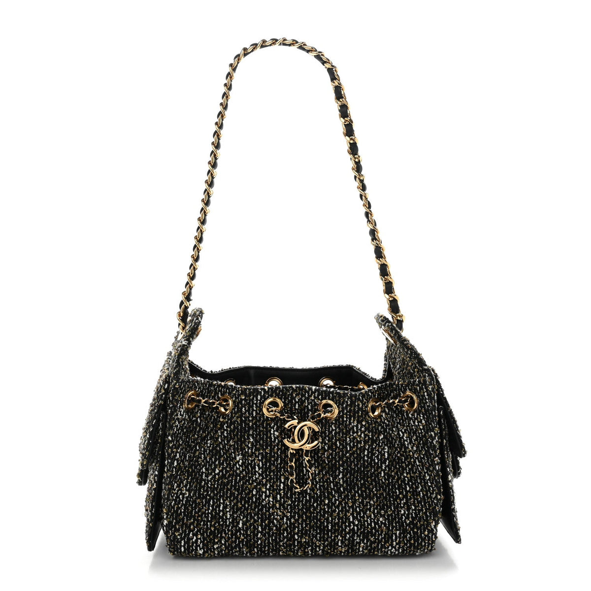 Tweed Quilted Mini Chanel 25 Handbag Black Ivory