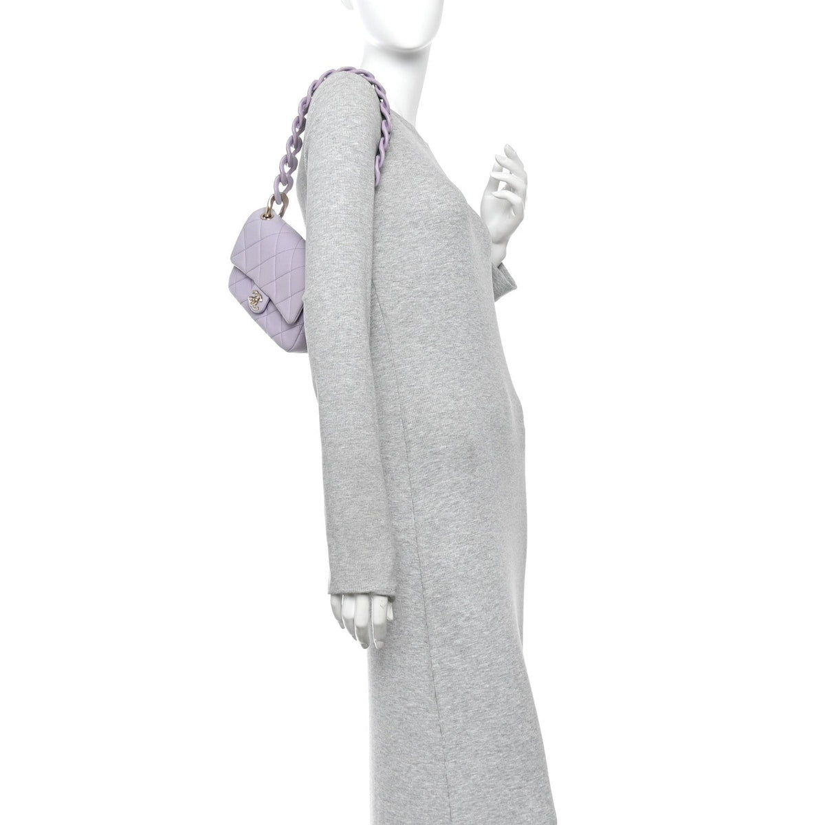 Caviar Quilted Funky Match Mini Flap Light Purple