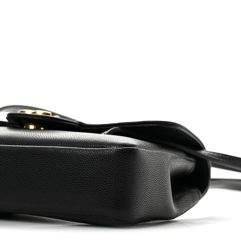 Shiny Caviar Mini Preppy Coco Shoulder Bag Black