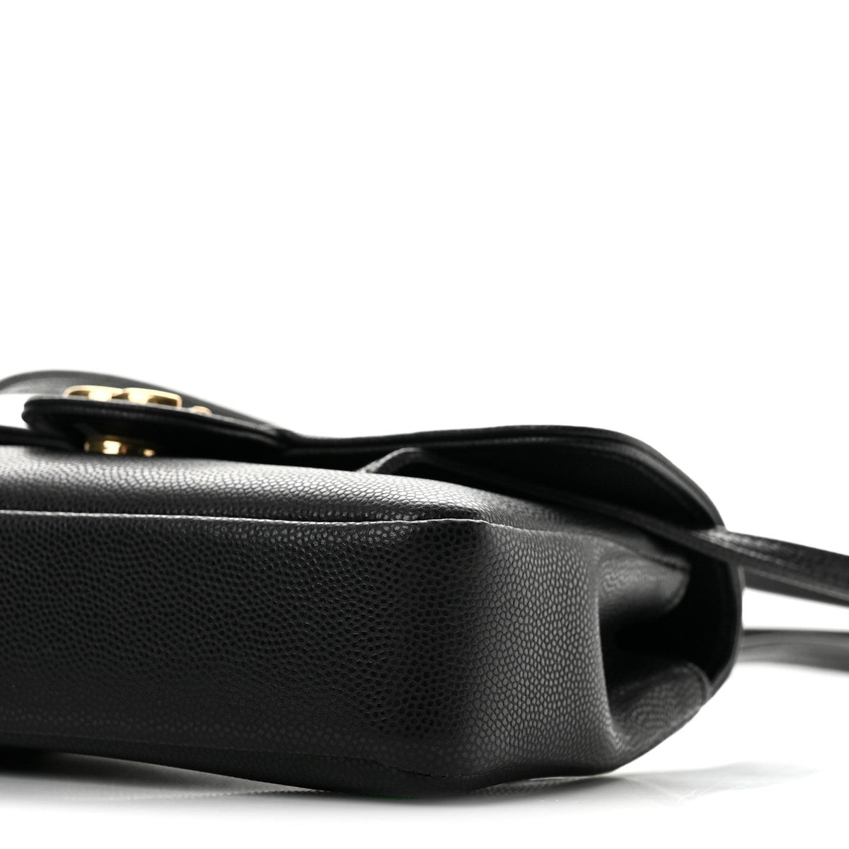 Shiny Caviar Mini Preppy Coco Shoulder Bag Black