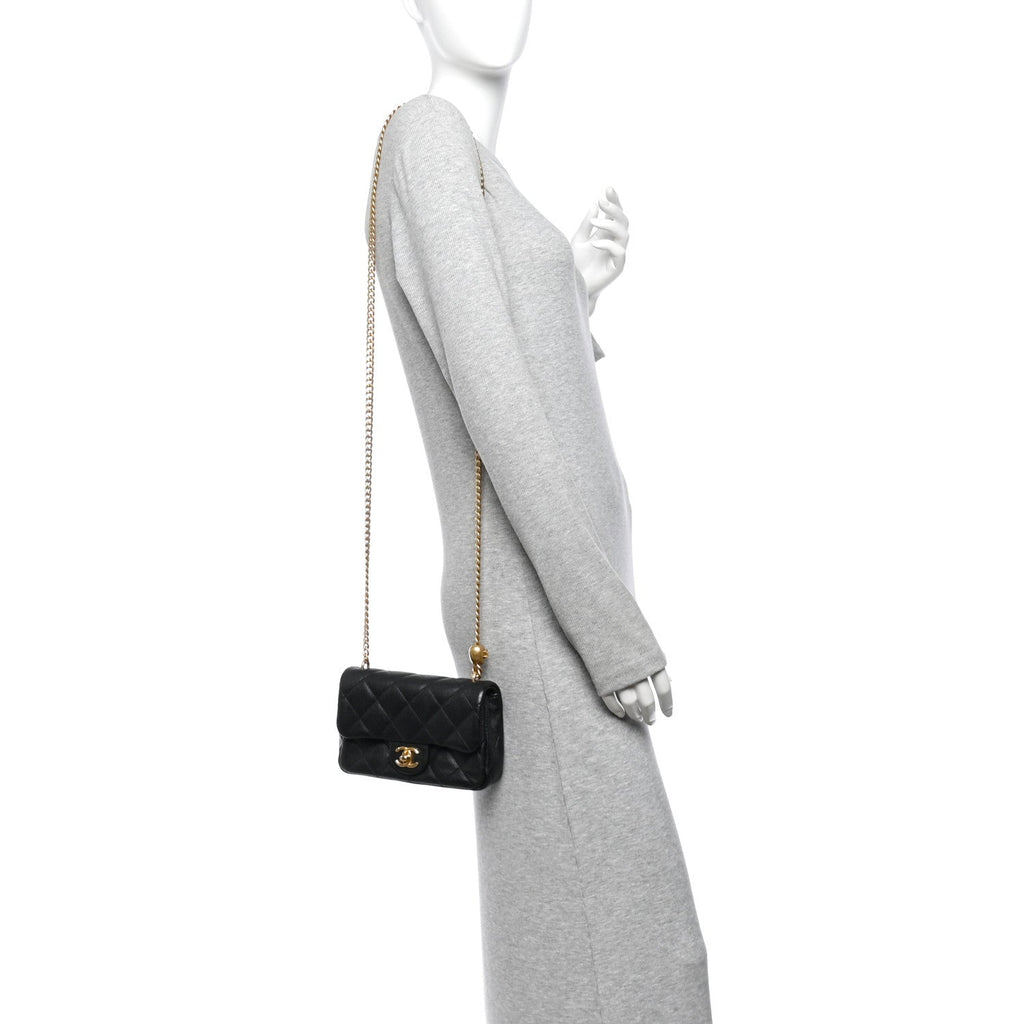Caviar Quilted Mini Sweetheart Rectangular Flap Black