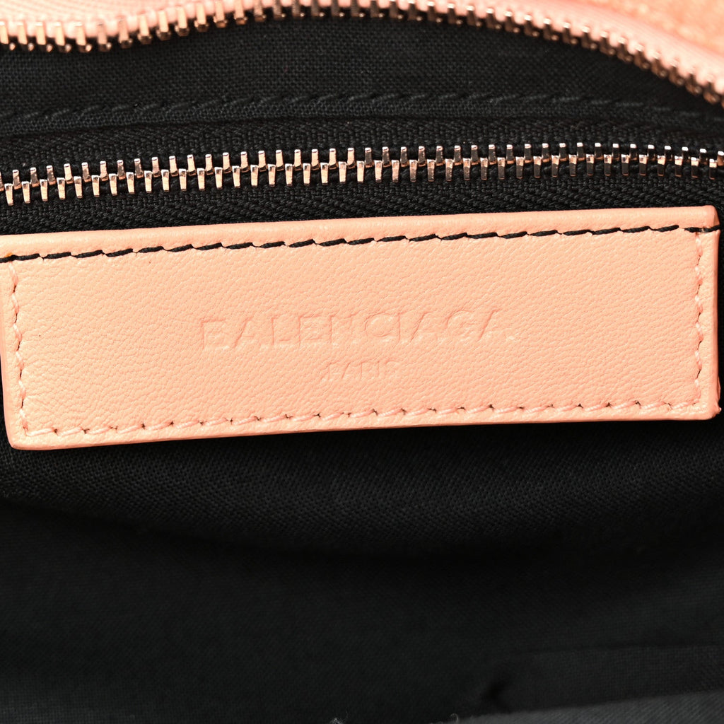 Chevre Silver Metallic Edge Hardware City Rose Peach