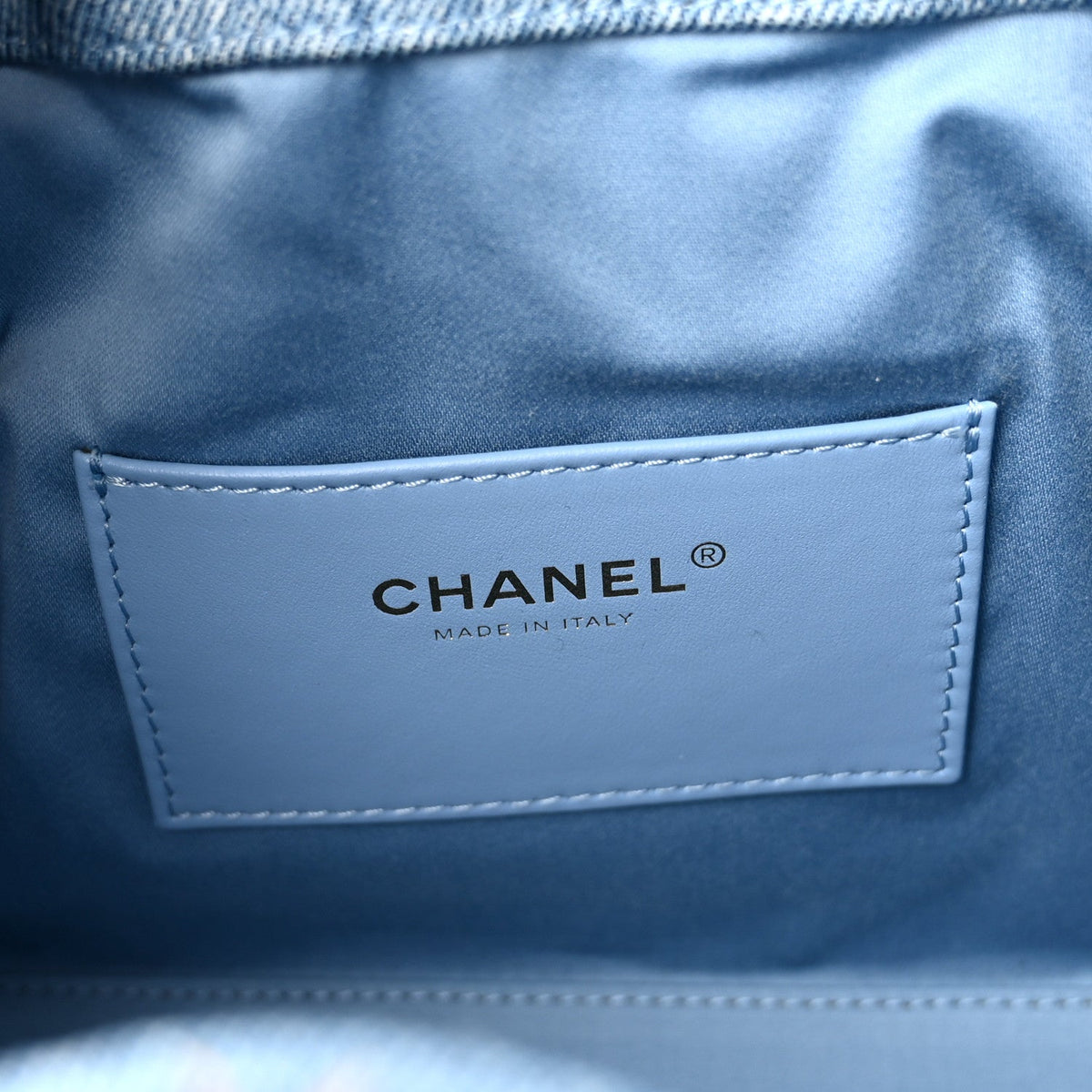 Denim Quilted Small Chanel 25 Handbag Blue