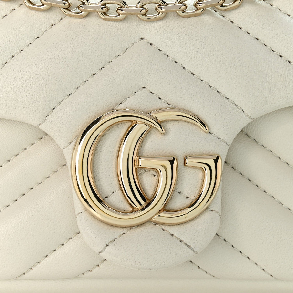 Lambskin Matelasse Mini GG Marmont Shoulder Bag White
