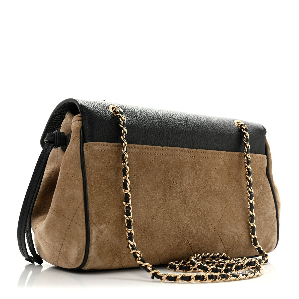 Grained Calfskin Suede Urban Essentials Flap Dark Beige Black