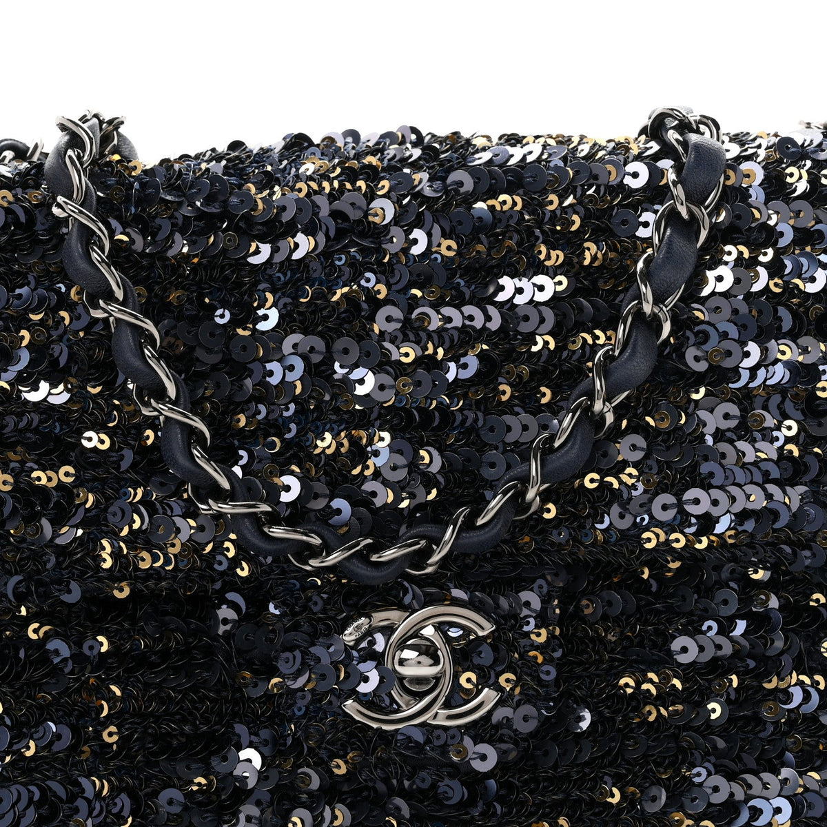 Sequin Mini Rectangular Flap Blue Black Ruthenium