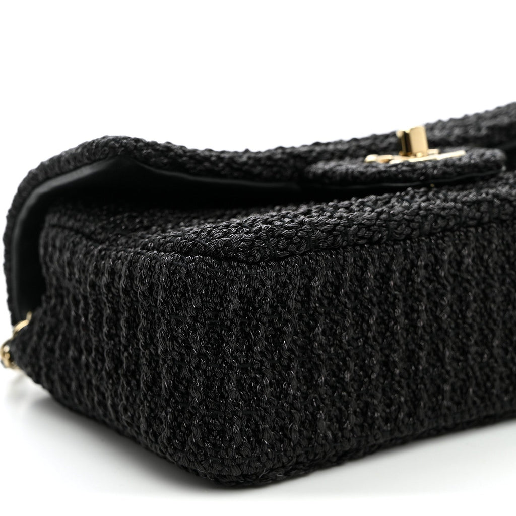 Woven Fabric Mini Rectangular Flap Black