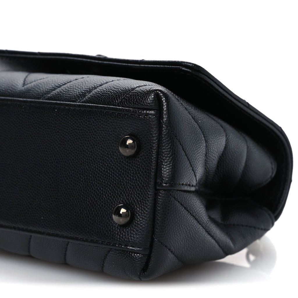 Caviar Chevron Quilted Extra Mini Coco Handle Flap So Black