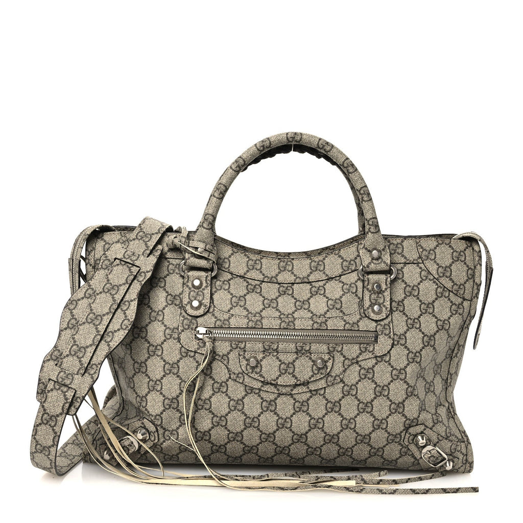 X GUCCI GG Supreme Monogram Neo Classic Silver Hardware City Beige Ebony